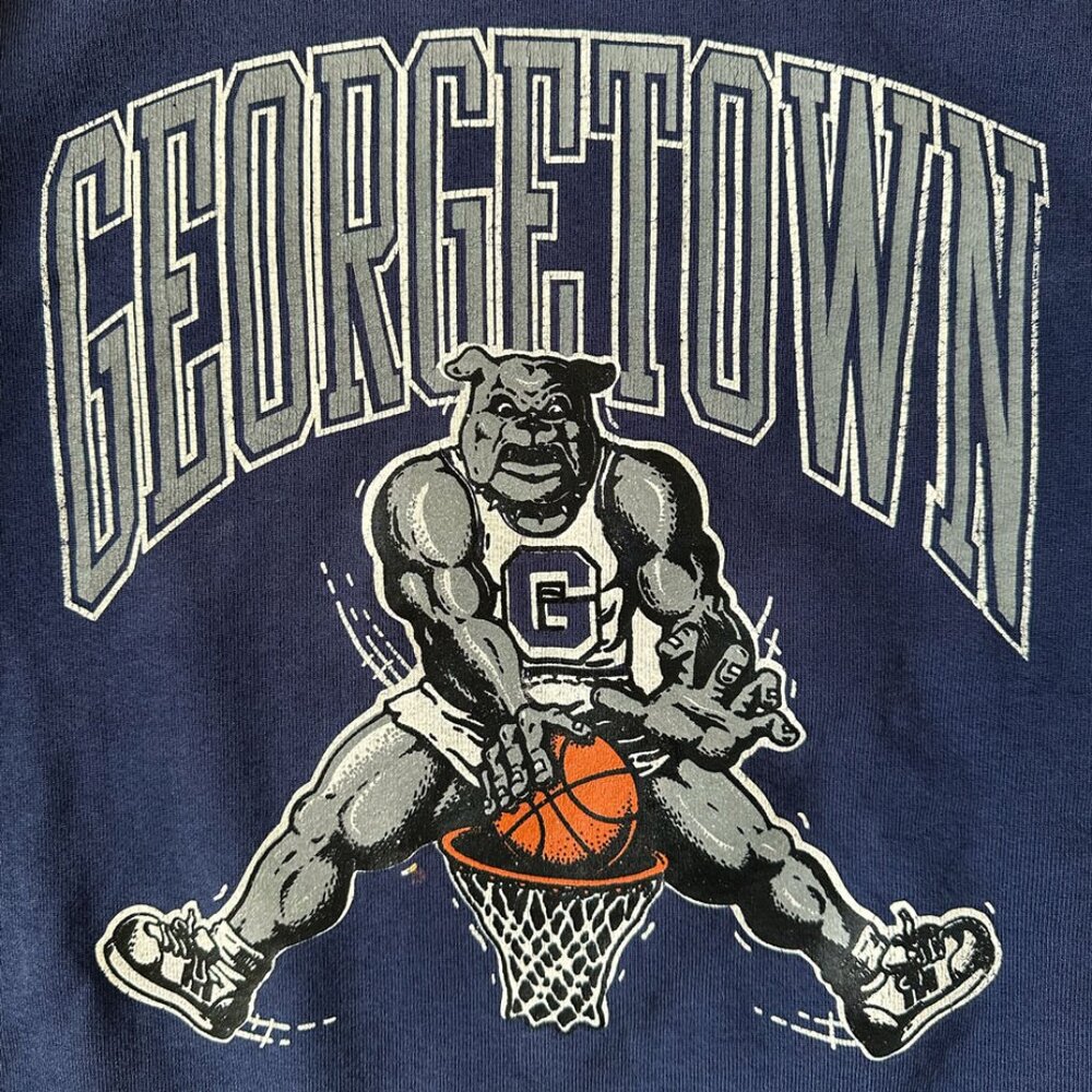 Vintage Georgetown Navy Sweatshirt 2XL Furst Of A Kind Upcycled Shoulder Straps - Picture 3 of 7